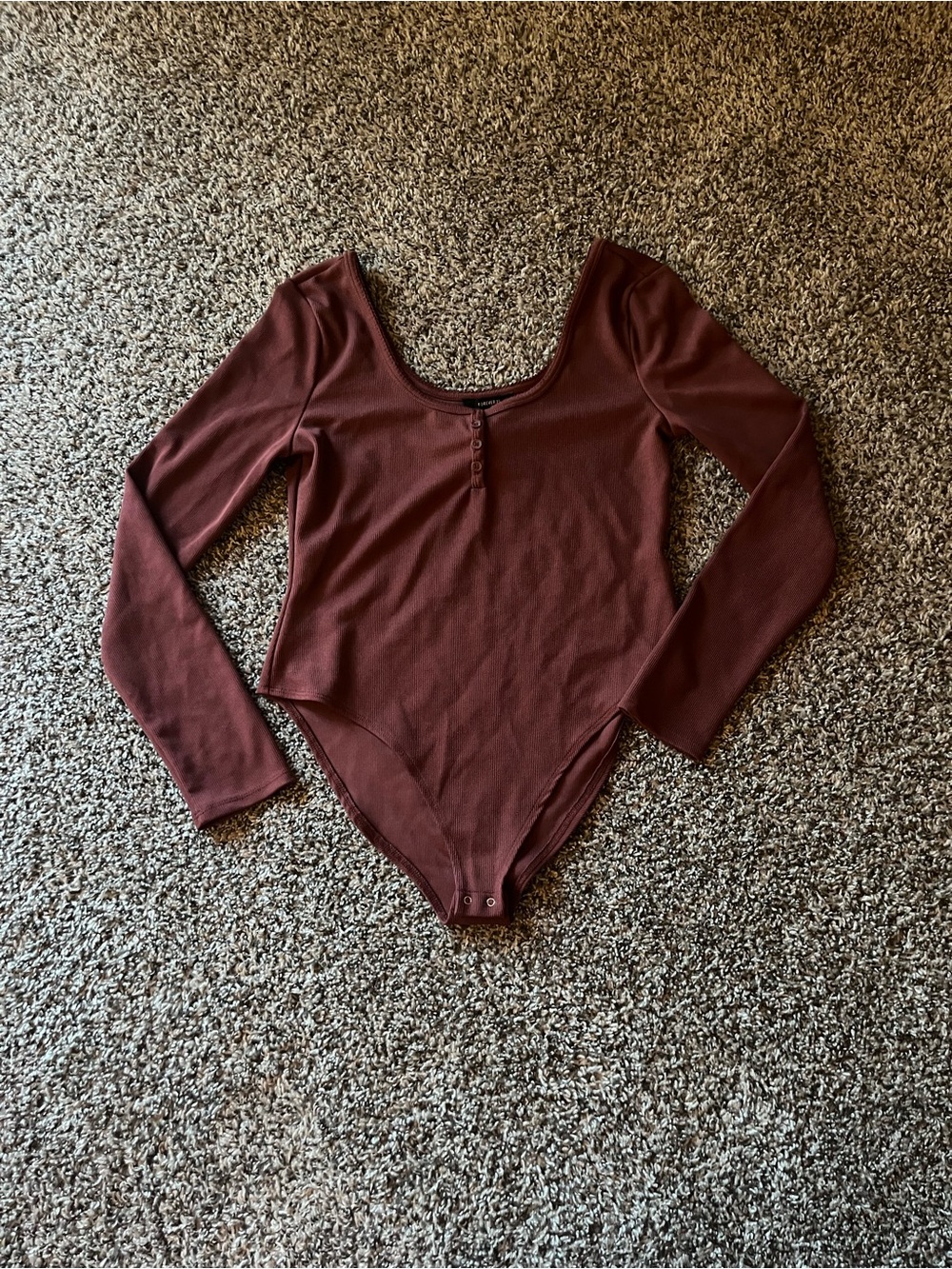 Forever 21 Mauve Long Sleeve Ribbed Bodysuit